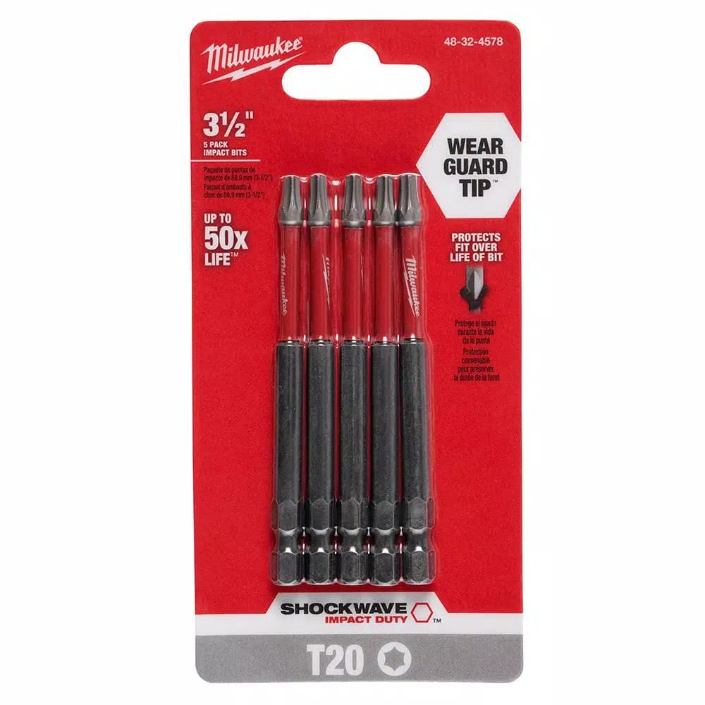 Milwaukee SHOCKWAVE Torx #20 3.5 in. Impact Duty Steel Screwdriver Bits, 5-Pack