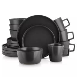 Stone Lain 16-Piece Modern Black Matte Stoneware Dinnerware Set for 4 thumbnail 4