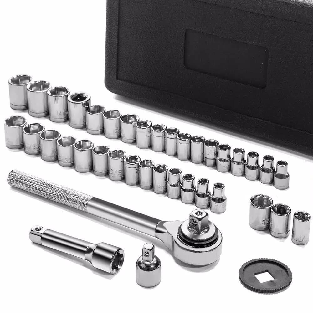 Stark 40-Piece Duo Combination SAE and Metric Impact Socket Set, 1/4 in. and 3/8 in. Drive