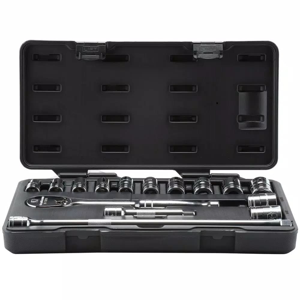GEARWRENCH 1/2 in. Drive 6-Point SAE Ratchet and Socket Set, 15-Piece