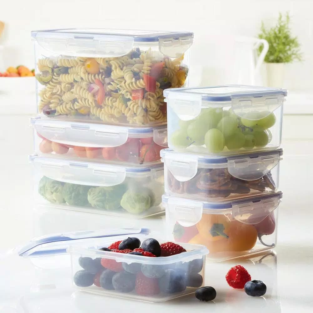 Lock & Lock Easy Essentials 14-Piece Rectangular Food Storage Container Set, BPA-Free
