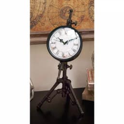 LITTON LANE Classical 14 in. Rusted Black Iron Tripod Table Clock with Alarm thumbnail 1