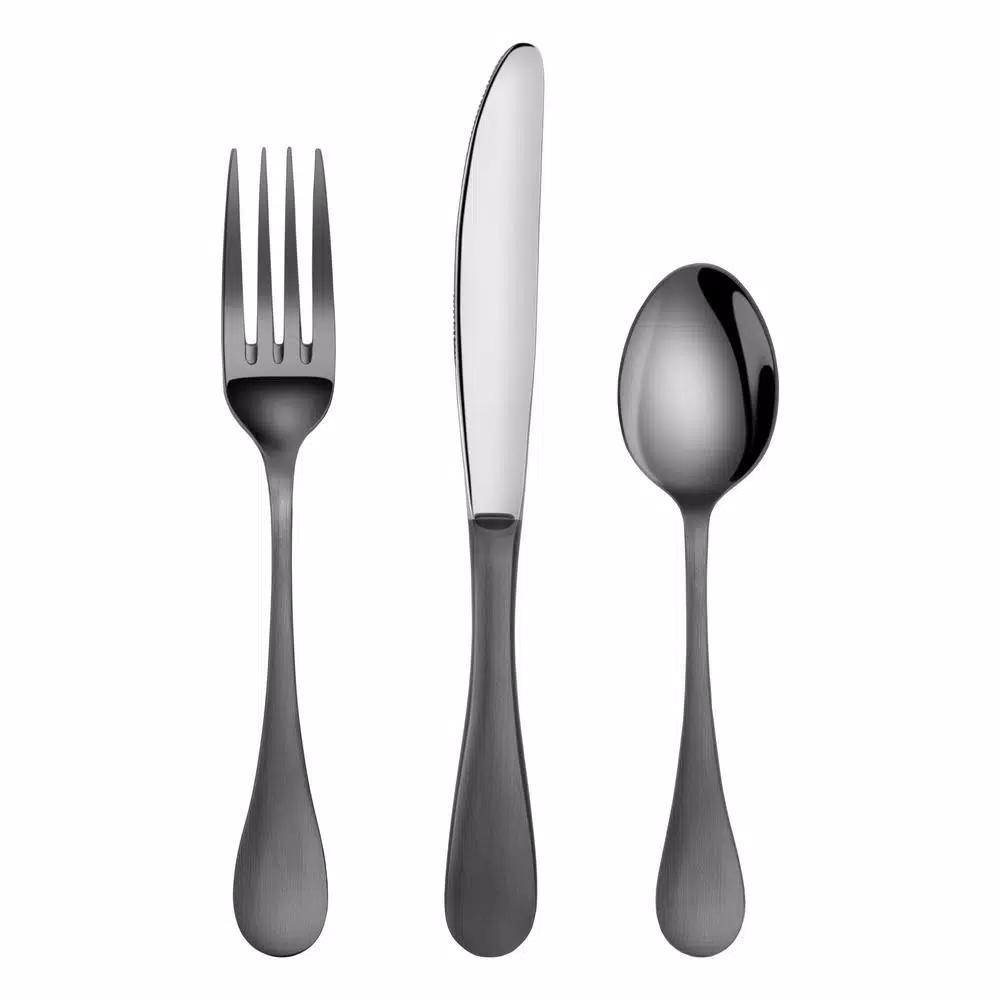 Artaste Rain 36-Piece 18/10 Stainless Steel Flatware Set, Black Titanium Finish, Service for 12