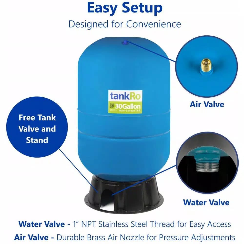 Express Water 30 Gallon Reverse Osmosis Storage Pressure Tank - 18 Gallon Capacity RO Water Filtration Expansion Tank