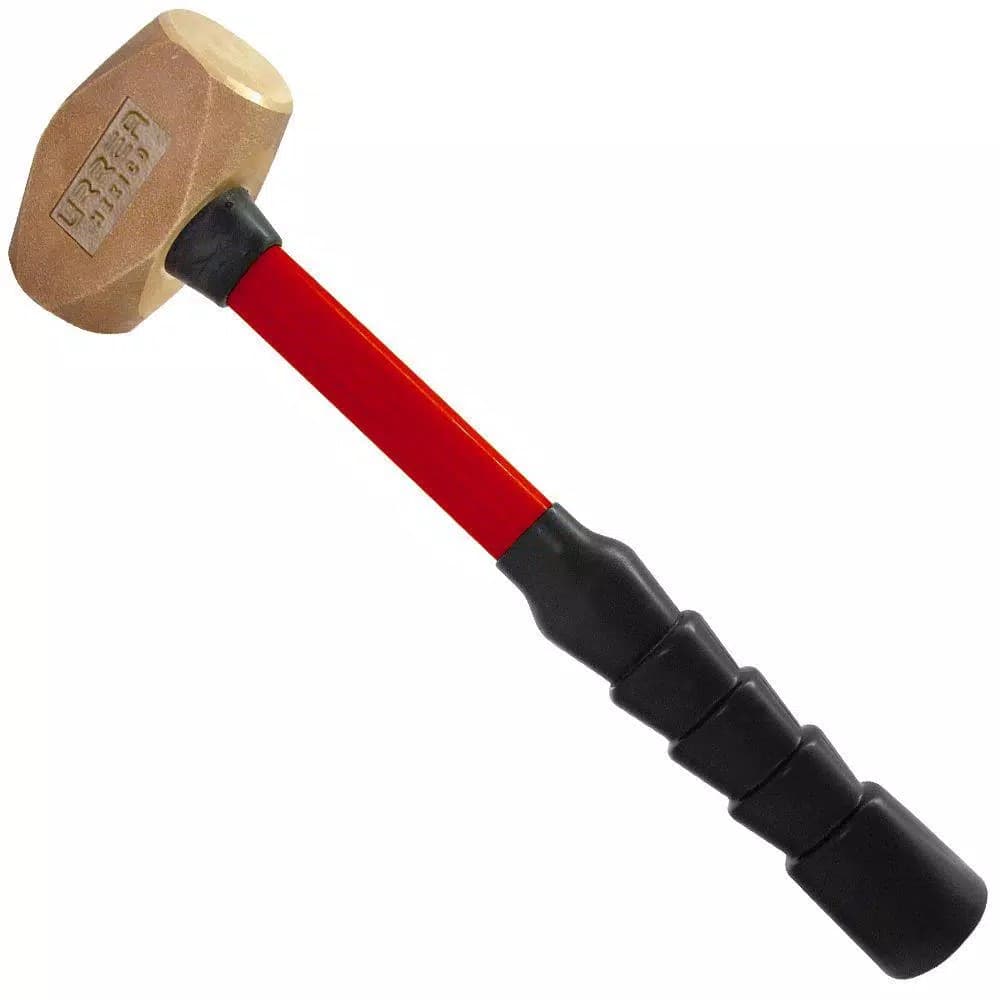 URREA 30 oz. Brass Head Hammer with Fiberglass Handle and Rubber Grip