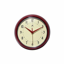 Infinity Instruments 9.5 in. Red Retro Round Metal Wall Clock thumbnail 3