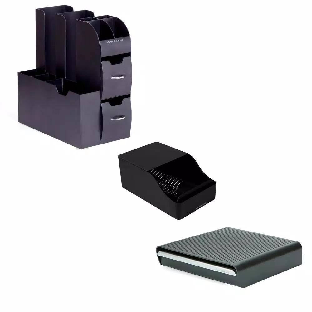 Mind Reader Coffee and Condiment Organizer with Drawer for 36 K-Cups and Sleeve Dispenser, Black
