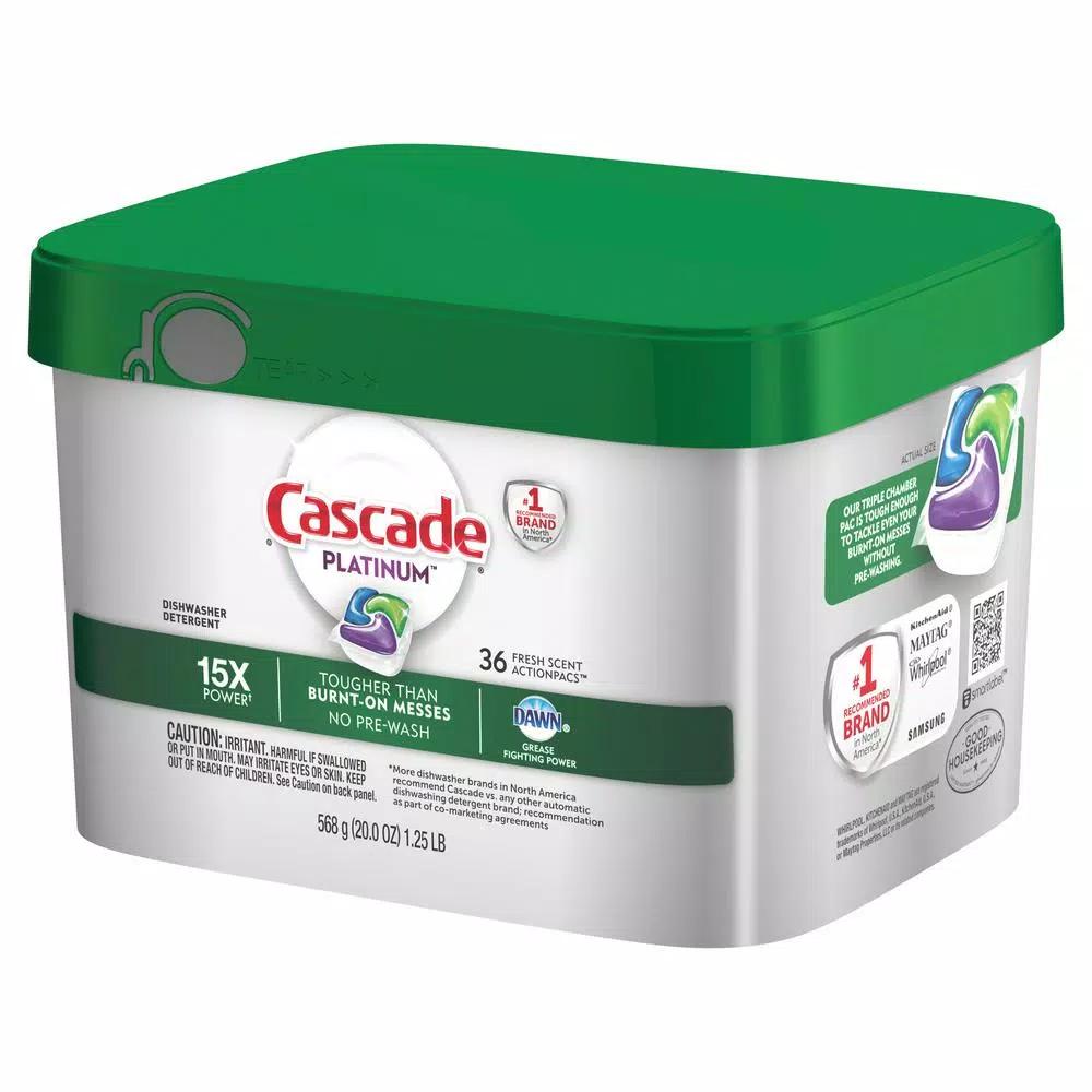 Cascade Platinum ActionPacs Dishwasher Detergent with Dawn, Fresh Scent (2 x 36-Count)