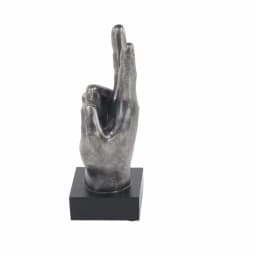 LITTON LANE Modern Reflections Hand Sign Polystone Sculpture Set, Silver Distressed Finish (Set of 3) thumbnail 5