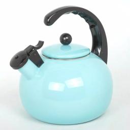 Creative Home Horizon 2.5 Qt. Porcelain Enamel on Steel Whistling Tea Kettle, Aqua Sky Blue thumbnail 1