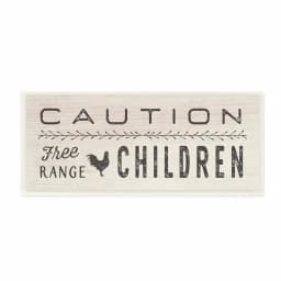 Stupell Industries Caution Free Range Children Wood Wall Art, 7 x 17 in. thumbnail 1