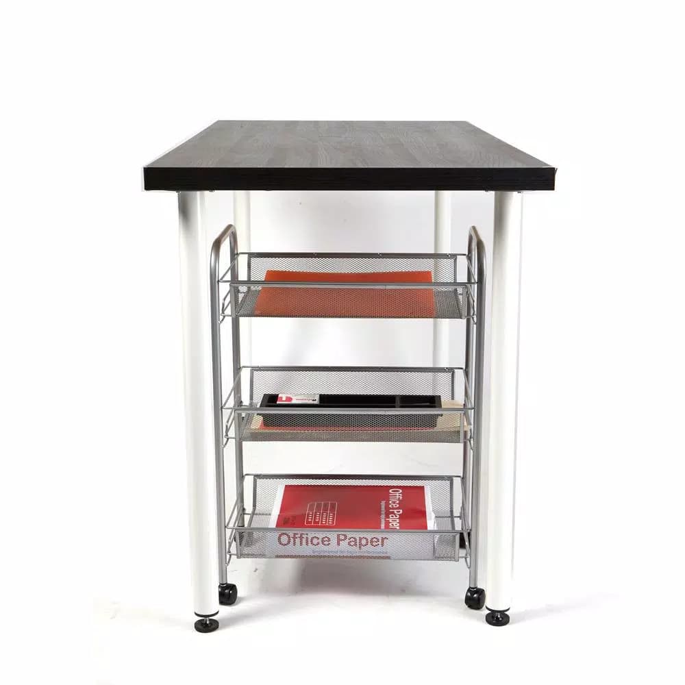 Mind Reader 3-Tier Rolling Silver Metal Mesh Storage Cart with 360° Casters