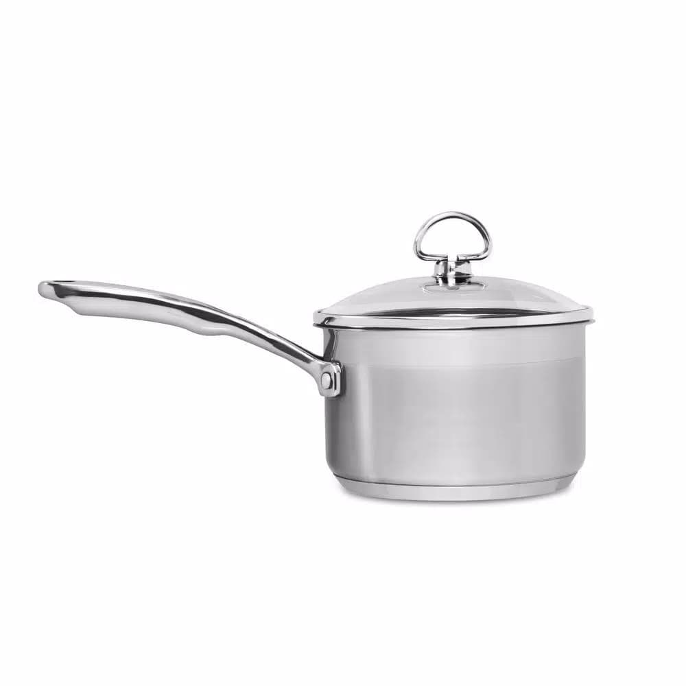 Chantal Induction 21 Steel 2 Qt. Stainless Steel Saucepan with Glass Lid, Brushed Finish