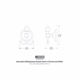 Delta Alexandria Double Towel Hook - Chrome and White thumbnail 5