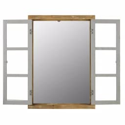 Aspire Home Accents Pueblo Distressed Wood Windowpane Accent Mirror - Medium Brown & Blue-Gray thumbnail 3