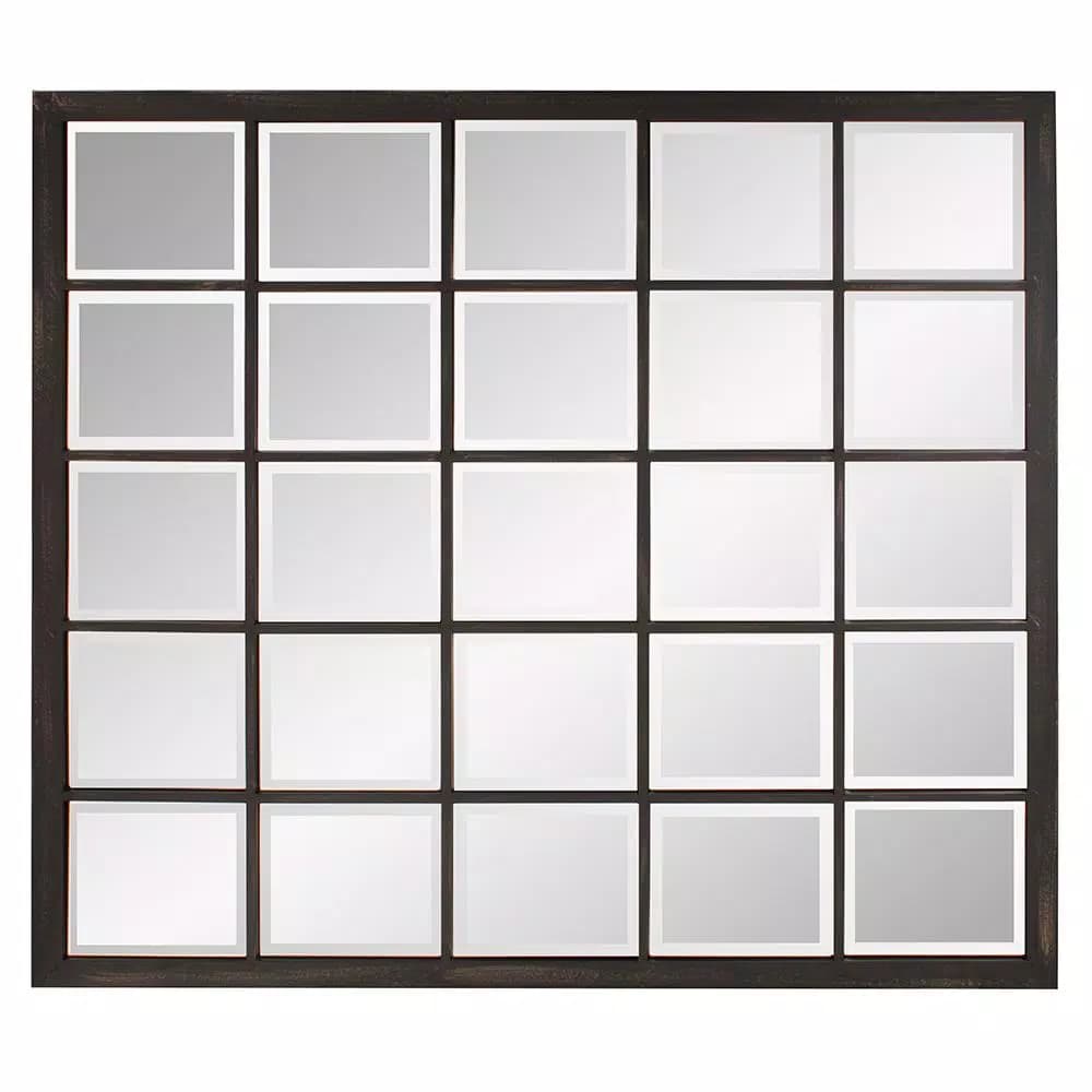 Unbranded Oil Rubbed Bronze Beveled Glass Windowpane Style Accent Mirror, 34 in. x 38 in.