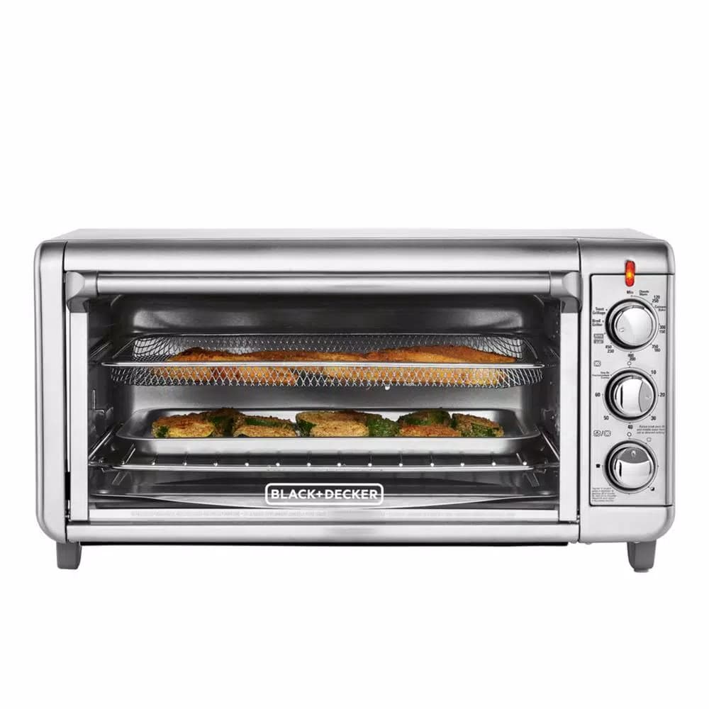 BLACK+DECKER 1500W Extra Wide Crisp 'N Bake Air Fry Toaster Oven, 8-Slice, Stainless Steel