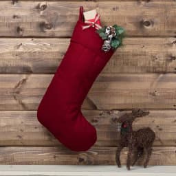 VHC Brands 20 in. Red Felt Christmas Stocking with Hand-Quilted Detail and Monogrammable Cuff thumbnail 2