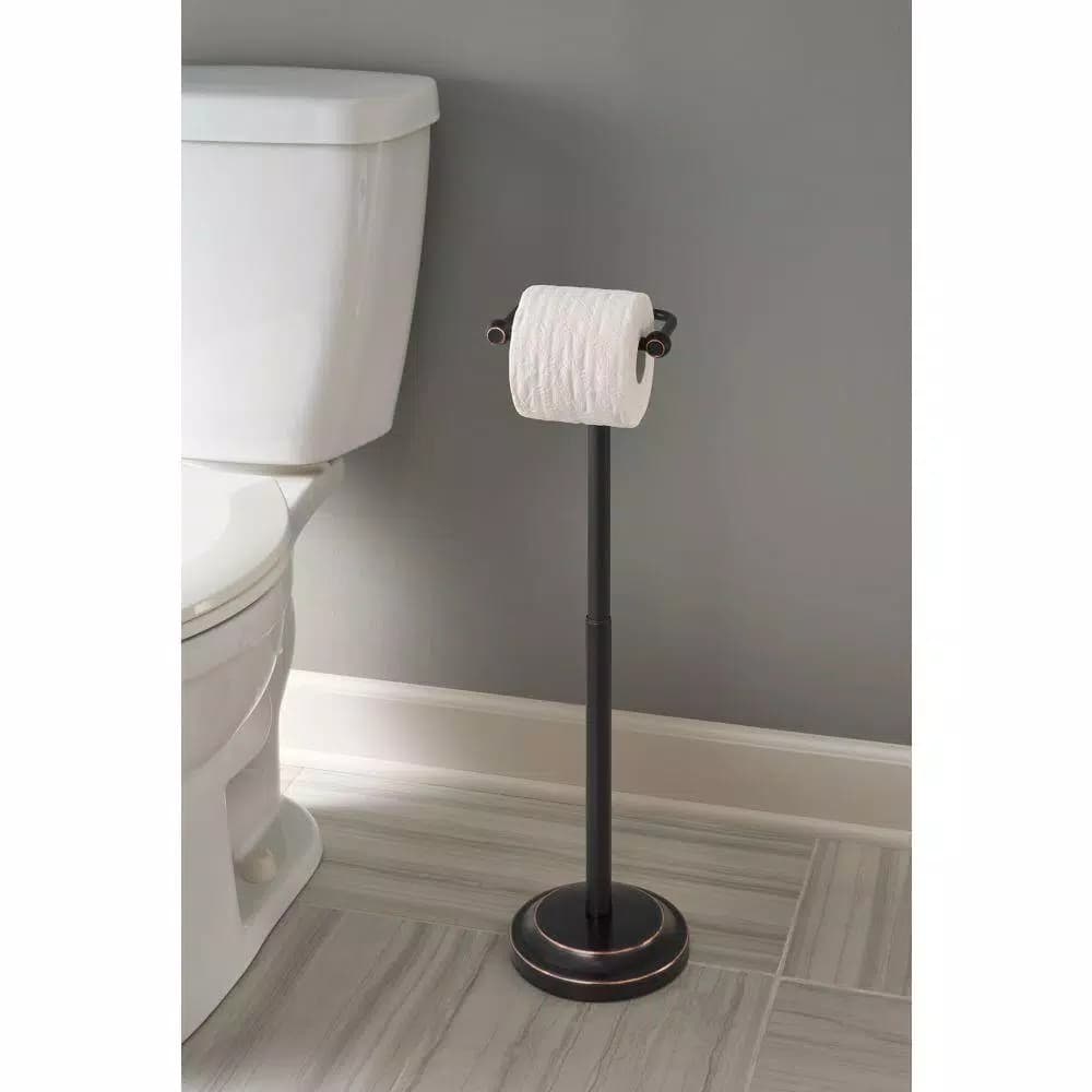 Delta Porter Telescoping Pivoting Freestanding Toilet Paper Holder, Oil Rubbed Bronze
