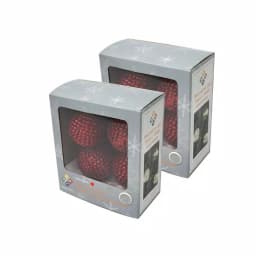 Unbranded Starlite Creations 4-Piece Red Tinsel LED Christmas Ornament Set, 36 Lights, 4 in. thumbnail 2