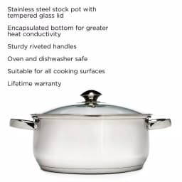 Ecolution Pure Intentions 5 Qt. Round Stainless Steel Dutch Oven with Glass Lid thumbnail 2