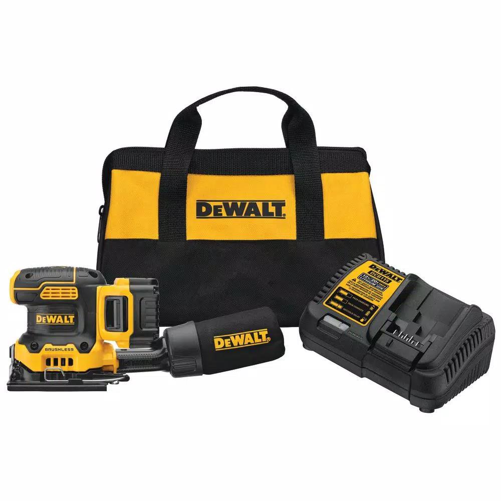 DEWALT 20V MAX XR Brushless 1/4 Sheet Variable Speed Cordless Sander Kit with 5.0Ah Battery & Charger