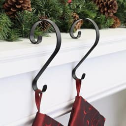 Haute Decor Matte Black Ornate Stocking Scroll Holders, 2-Pack thumbnail 2