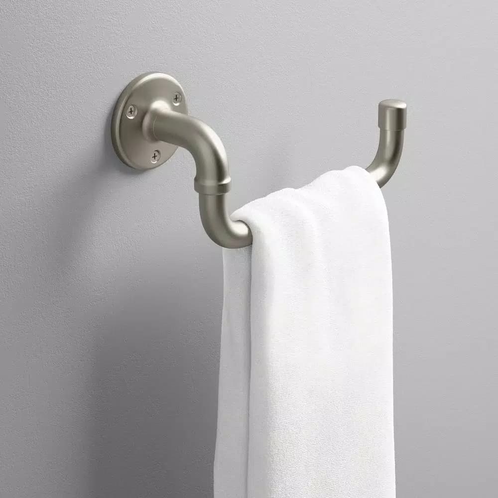 KOHLER Worth 10 in. Single Towel Bar in Brushed Nickel