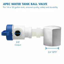 APEC Water Systems APEC Reverse Osmosis Tank Ball Valve, 3/4 in. NPTF to 3/8 in. Output, for 14 or 20 Gallon Storage Tanks thumbnail 2