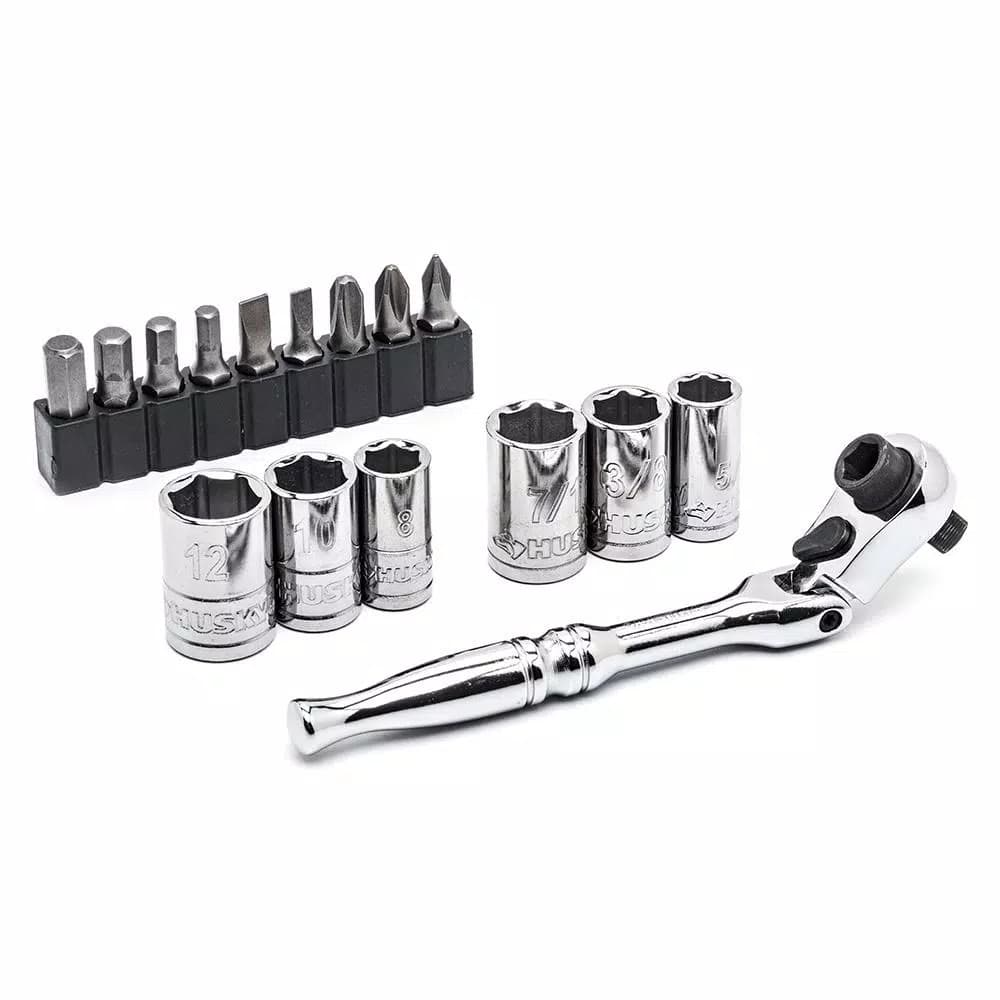 Husky 16-Piece 1/4 in. Drive Flex-Head Microdriver and Socket Set