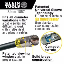 Klein Tools Coaxial Cable Installation Kit with Compression Crimper, Stripper, and Multi-Cable Cutter thumbnail 5