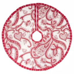 VHC Brands Natalia 21 in. Cherry Red & White Farmhouse Christmas Tree Skirt thumbnail 2