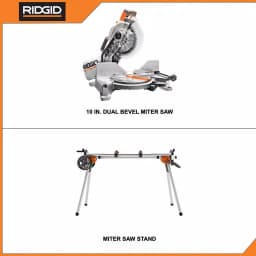 RIDGID 10 in. 15 Amp Dual Miter Saw with LED Cut Line and Professional Compact Miter Saw Stand Combo thumbnail 3
