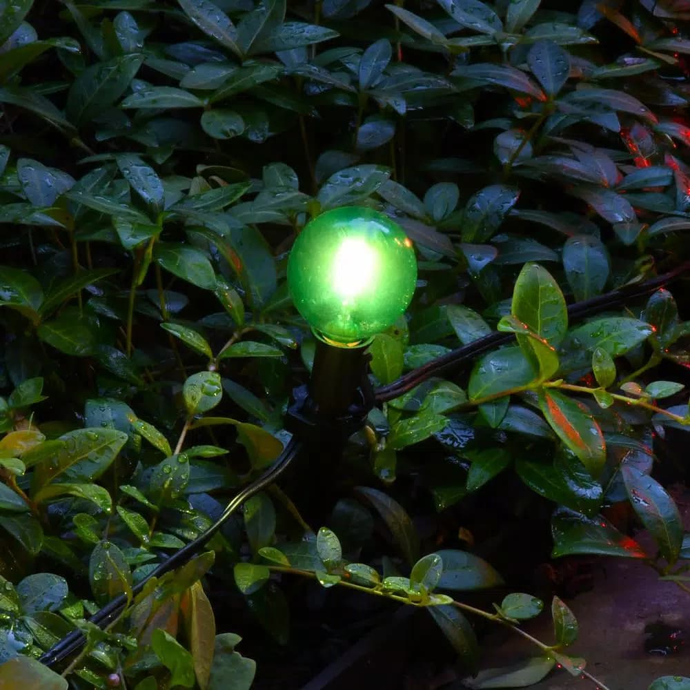 LUMABASE 2.5 in. Round Solar Color Changing Glass Pathway String Lights, 8-Light Set