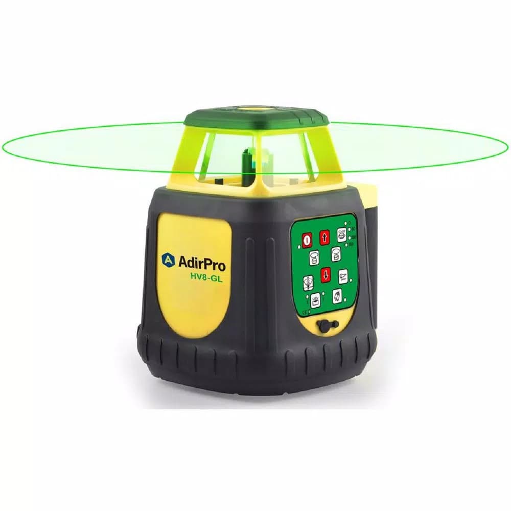AdirPro HV8GL Green Beam Self-Leveling Rotary Laser Level with Receiver and Remote, 1650 ft. Range