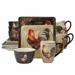 Certified International Gilded Rooster 16-Piece Ceramic Dinnerware Set, Service for 4 thumbnail 1