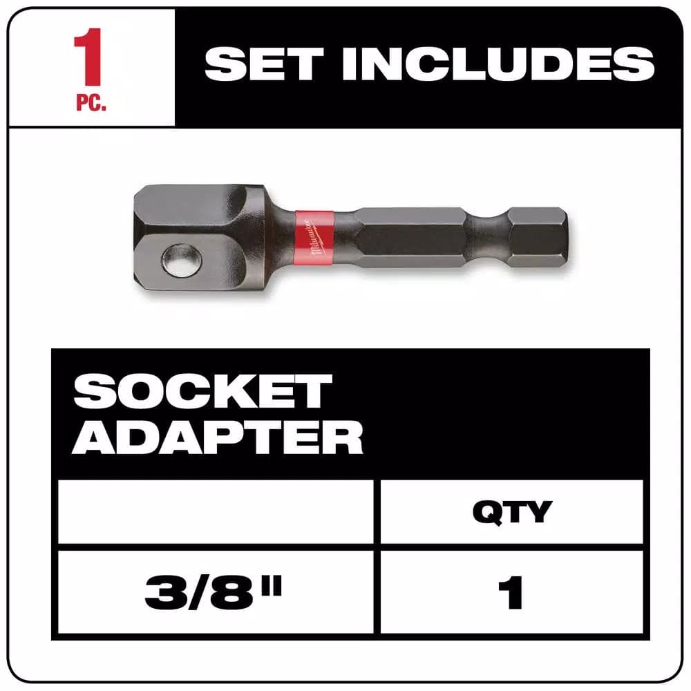 Milwaukee SHOCKWAVE 3/8 in. Drive to 1/4 in. Hex Impact Socket Adapter