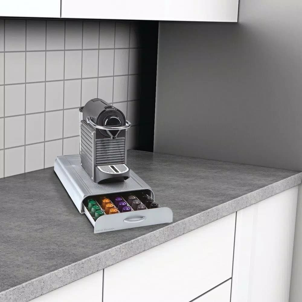 Mind Reader Anchor Nespresso Capsule Storage Drawer, Silver 50-Capacity Espresso Pod Organizer