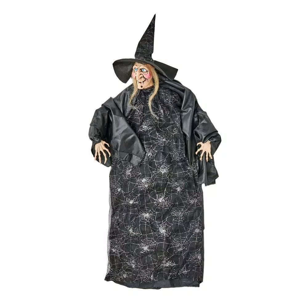 Worth Imports 50 in. Halloween Hanging Witch Decor with Wired Arms and Lacy Black Dress