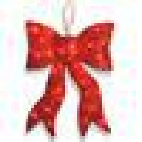 National Tree Company 24 in. Pre-Lit Red Wavy Sisal Bow with 35 Clear Lights