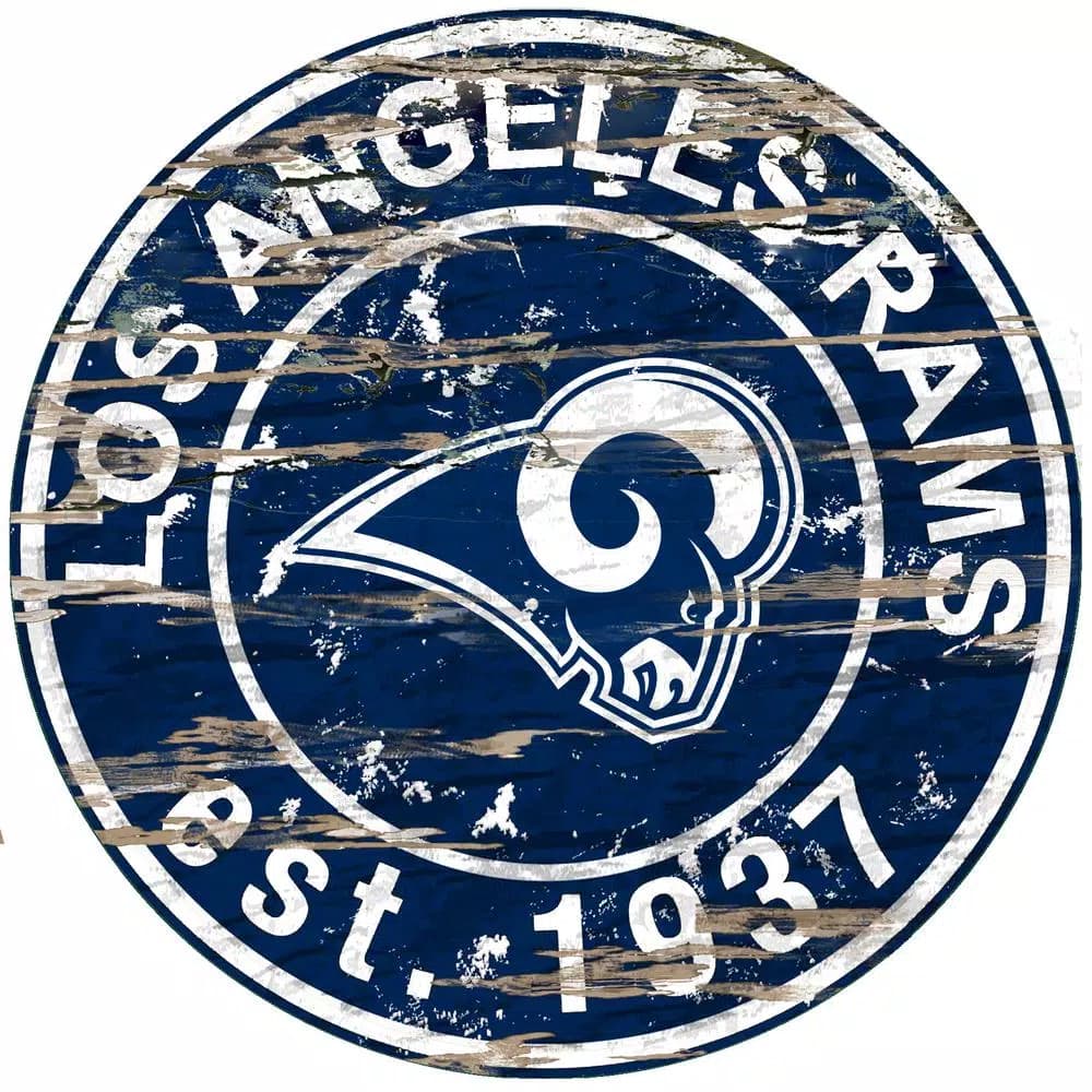 Adventure Furniture Fan Creations 24" NFL Los Angeles Rams Round Distressed Wood Sign