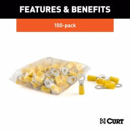 CURT Ring Terminals, 12-10 AWG Wire Gauge, #10 Stud Size, Yellow, 100-Pack thumbnail 3