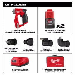 Milwaukee M12 FUEL 12V Brushless 4-in-1 Installation Drill Driver Kit with 4 Heads thumbnail 2