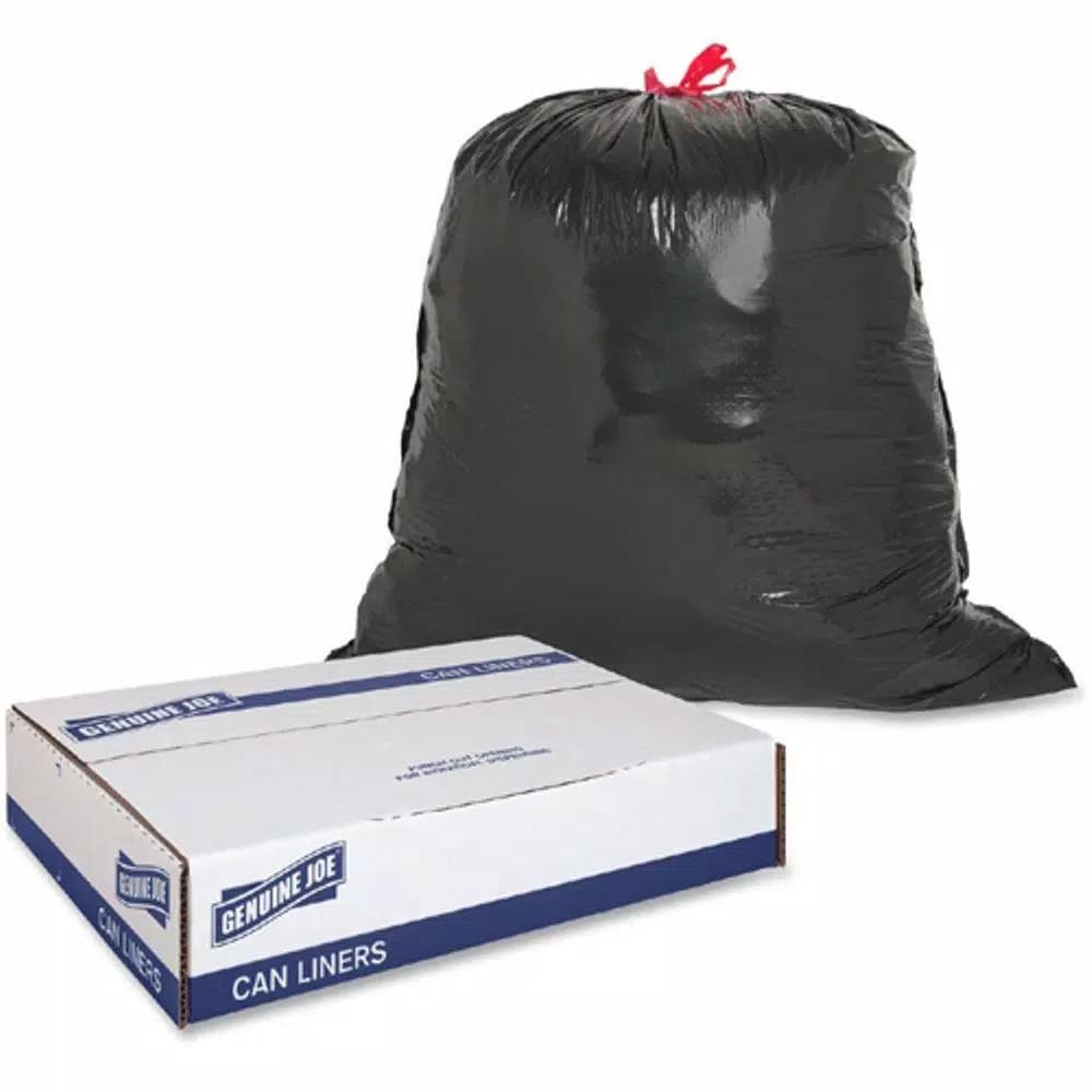Genuine Joe 30 Gal. Black Flex Drawstring Trash Liners, 1.05 Mil Puncture-Resistant, 42-Count