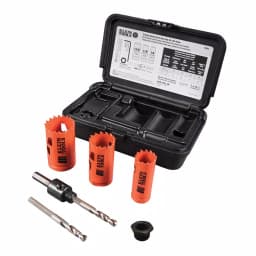 Klein Tools Bi-Metal Electrician's Hole Saw Kit with Arbor and Adapter, 3-Piece Set thumbnail 4