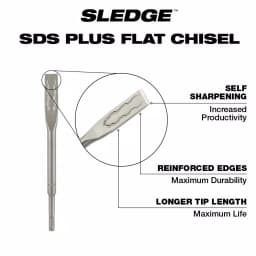Milwaukee SDS-Plus SLEDGE 3/4 in. x 10 in. Flat Chisel, High-Grade Forged Steel thumbnail 3