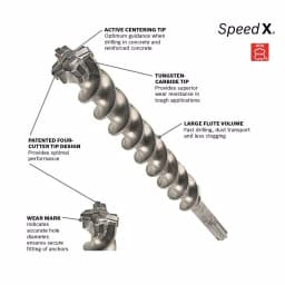 Bosch Speed-X 2 in. x 21 in. SDS-Max Carbide Rotary Hammer Drill Bit for Concrete thumbnail 2