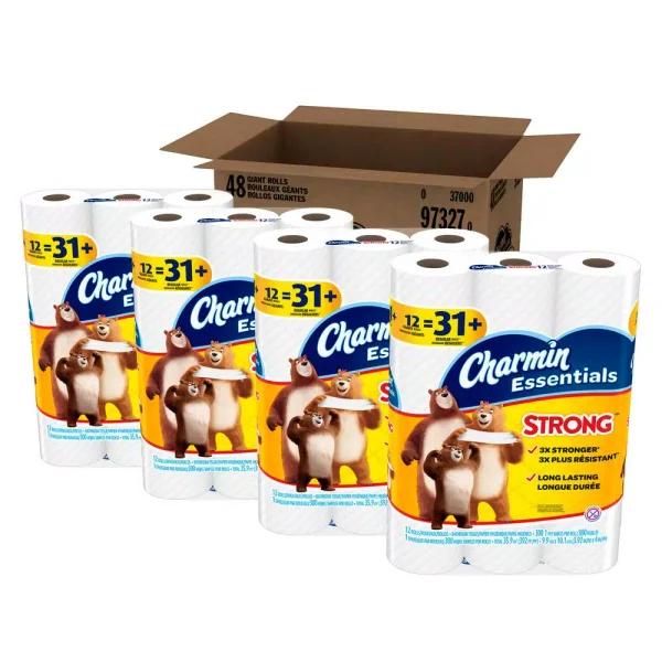 Charmin Essentials Strong 1-Ply Toilet Paper, 48 Giant Rolls