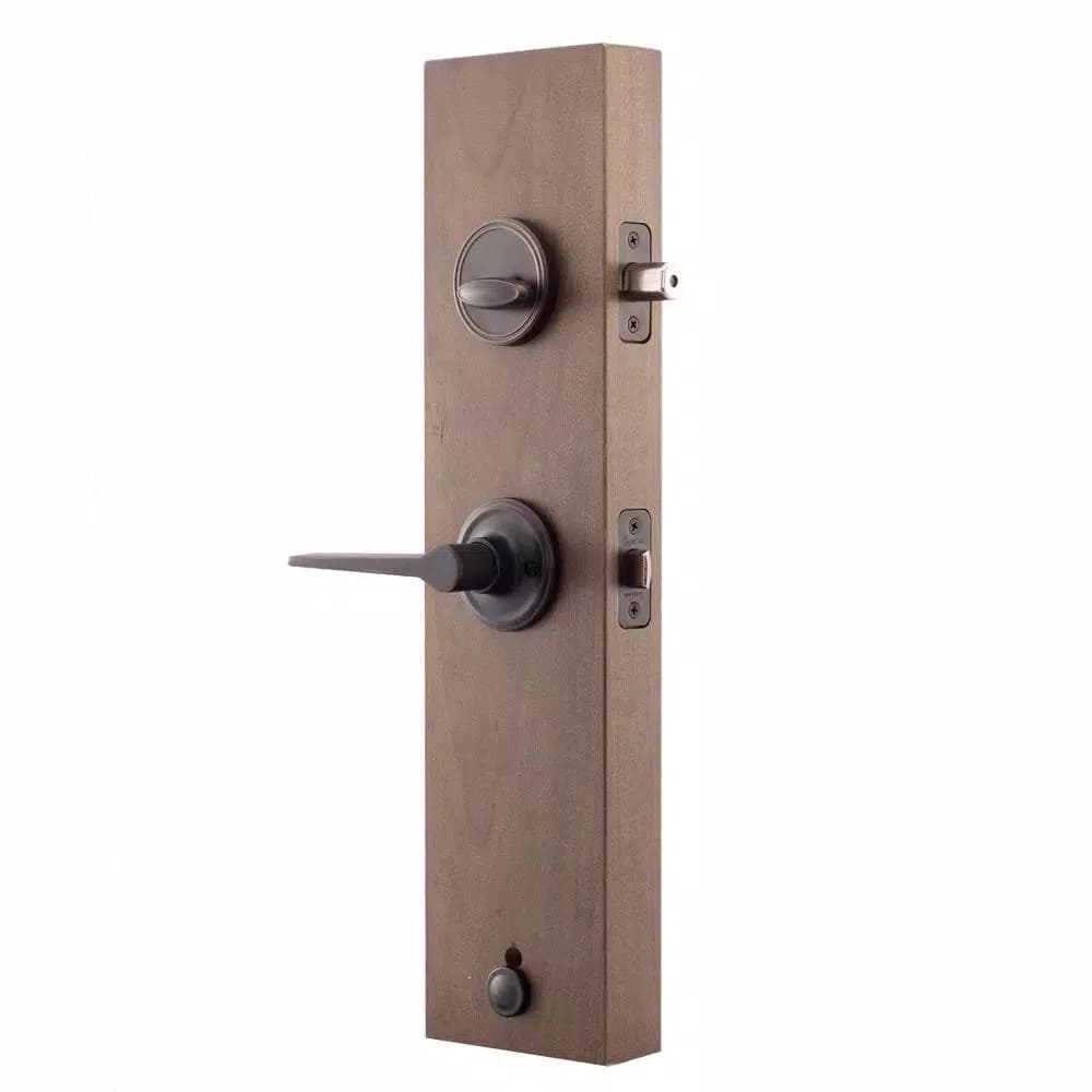 Copper Creek Mid Century Modern Tuscan Bronze Front Door Handleset with Zane Contemporary Lever Trim