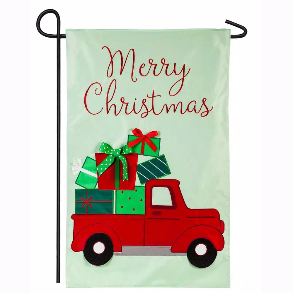 Evergreen Truckload of Gifts Garden Applique Christmas Flag, 18 x 12.5 in.